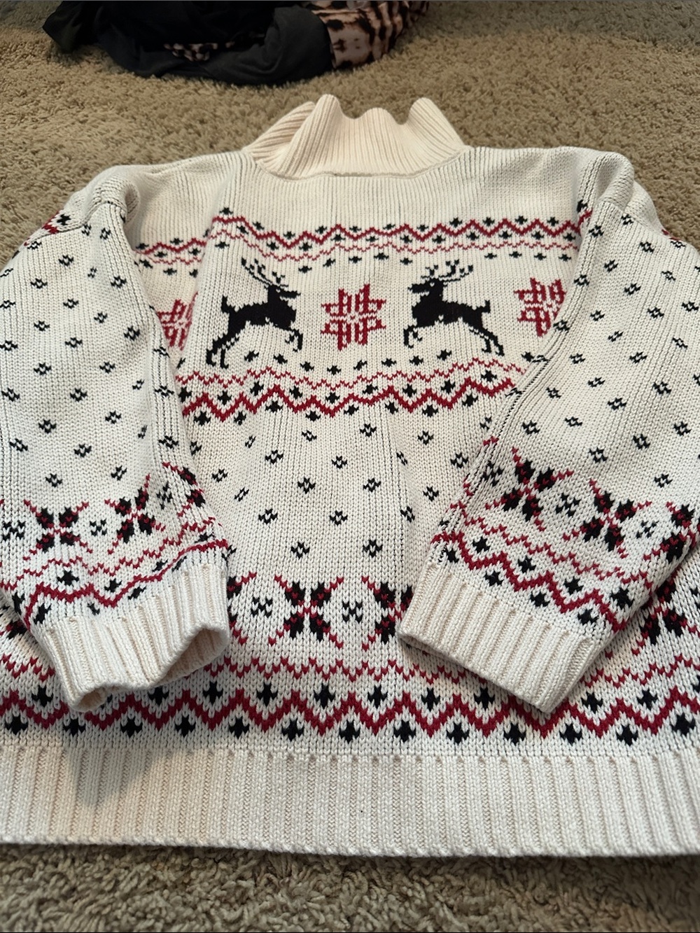 torrid Cream Fair Isle Reindeer Turtleneck Sweater